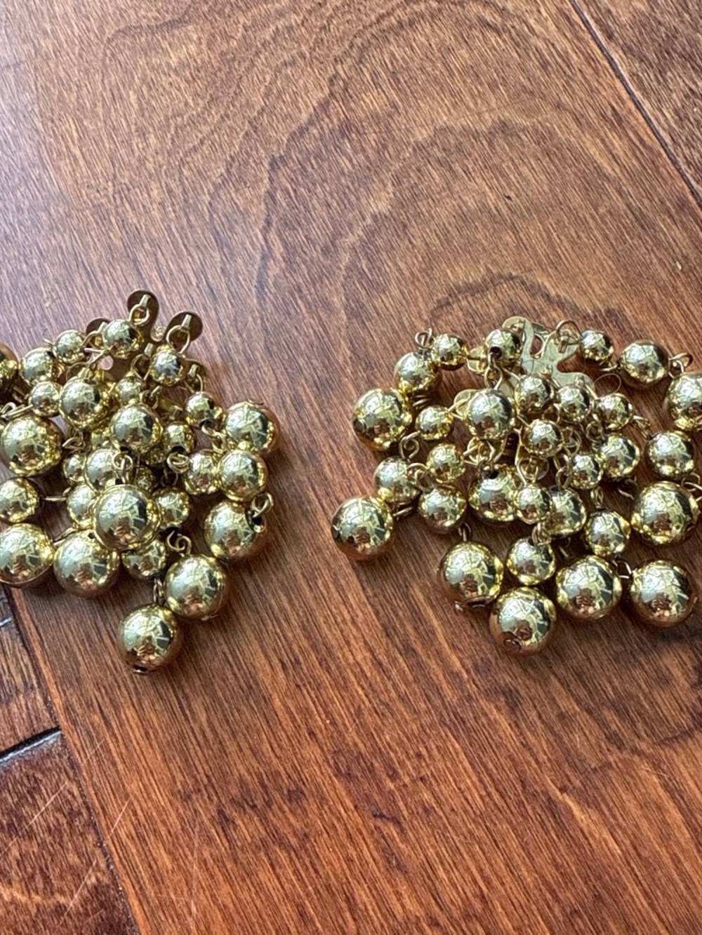 Gold Ball Cha-Cha Cluster Drop Dangle Earrings - 2.25” drop